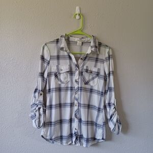 Passport White and Black Plaid Button-Up Shirt